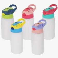 SQUEEZE KIDS 500ML ALUMÍNIO RESINADO B212 - MECOLOUR - BRANCO COM TAMPA COLORIDAS  Imagem