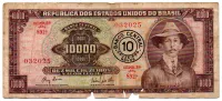 C127 - 10 Cruzeiros Novos (Sobre 10000 Cruzeiros) - 2° Estampa - Série 892 - Santos Dumont - Data: 1967 - UTG