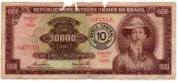 C128 - 10 Cruzeiros Novos (Sobre 10000 Cruzeiros) - 2° Estampa - Série 1428 - Santos Dumont - Data: 1967 - UTG