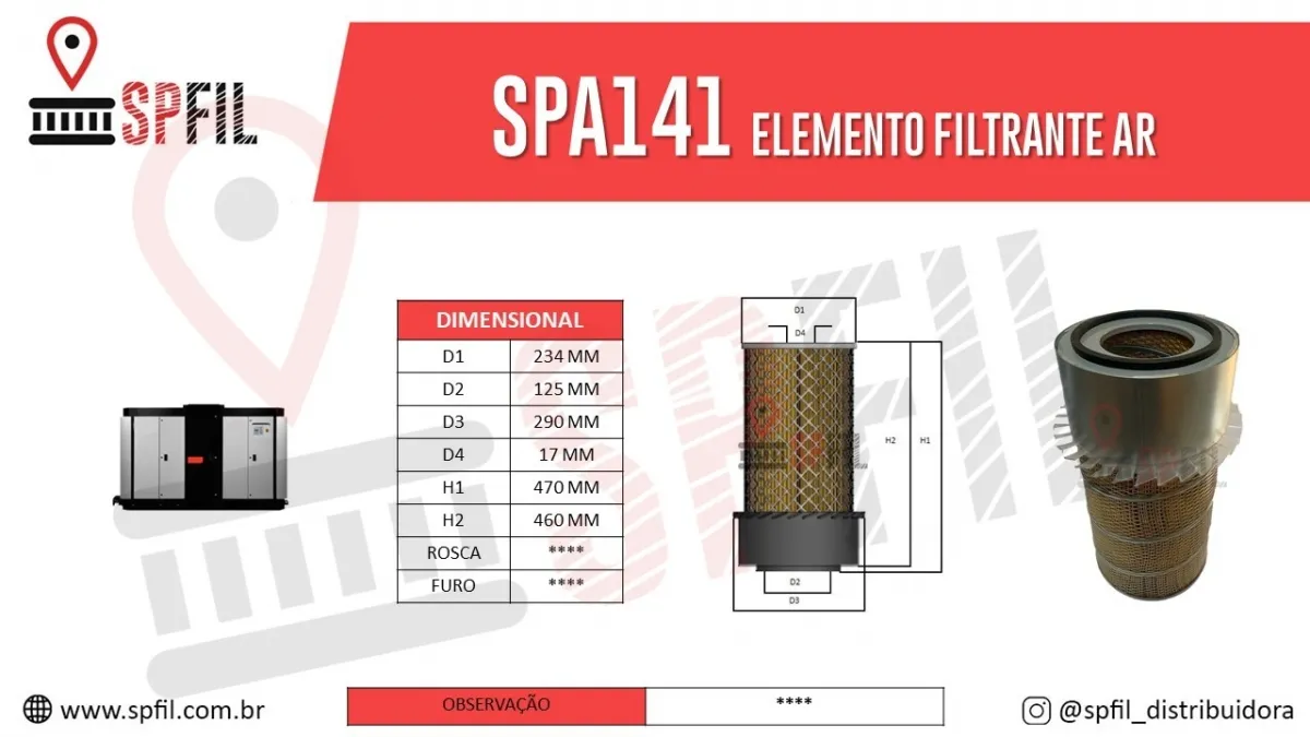 ELEMENTO FILTRANTE AR SPA141