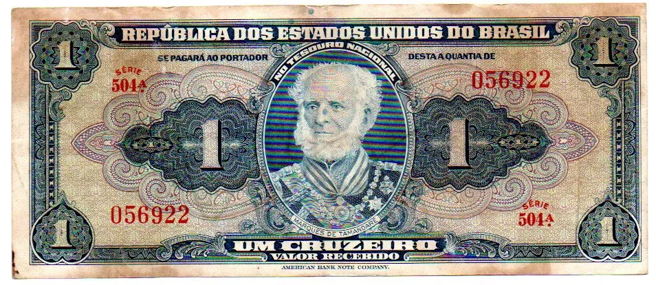 C009 - 1 Cruzeiro - 1° Estampa - Série 504 - Autografada / Assinada a Mão - Marquês de Tamandaré - Data: 1944 - UTG
