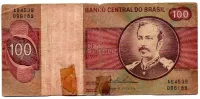 C146 - 100 Cruzeiros - Floriano Peixoto - Gola Alta - Data: 1974 - Estado de Conservação: Um Tanto Gasta (UTG)