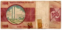 C146 - 100 Cruzeiros - Floriano Peixoto - Gola Alta - Data: 1974 - Estado de Conservação: Um Tanto Gasta (UTG) - Foto 2