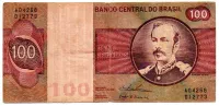 C146 - 100 Cruzeiros - Floriano Peixoto - Gola Alta - Data: 1974 - Estado de Conservação: Um Tanto Gasta (UTG)