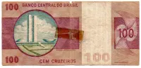 C146b - 100 Cruzeiros - Floriano Peixoto - Gola Baixa - Data: 1974 - Estado de Conservação: Um Tanto Gasta (UTG) - Foto 2