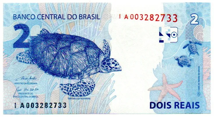 C339 - 2 Reais - Paulo Roberto Nunes Guedes/Roberto Campos Neto - IA - Estado de Conservação: Soberba (Sob) Imagem