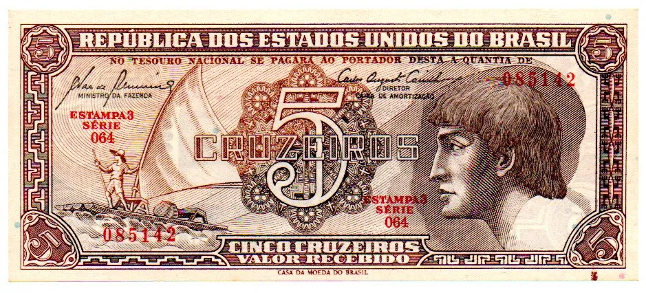 C111 - 5 Cruzeiros - Série 064 - Índio - Data: 1961 - Sob/Fe