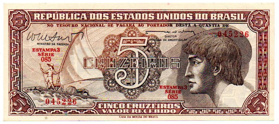 C112 - 5 Cruzeiros - Série 085 - Índio - Data: 1962 - Fe Imagem