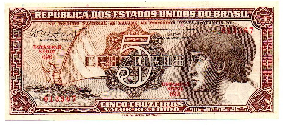 C112 - 5 Cruzeiros - Série 090 - Índio - Data: 1962 - Fe Imagem