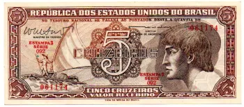 C112 - 5 Cruzeiros - Série 092 - Índio - Data: 1962 - Sob/Fe
