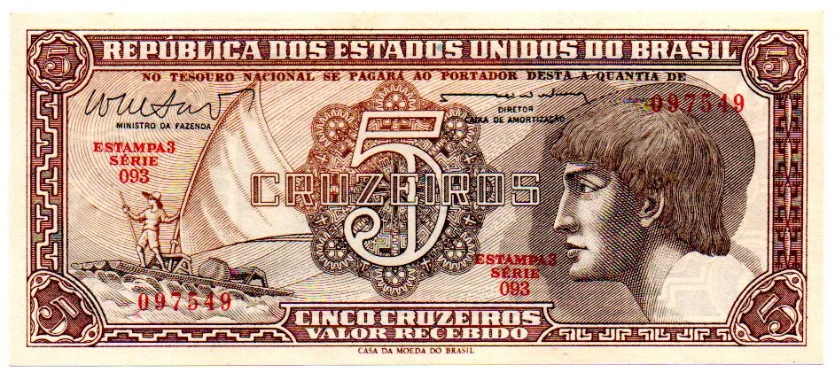 C112 - 5 Cruzeiros - Série 093 - Índio - Data: 1962 - Fe
