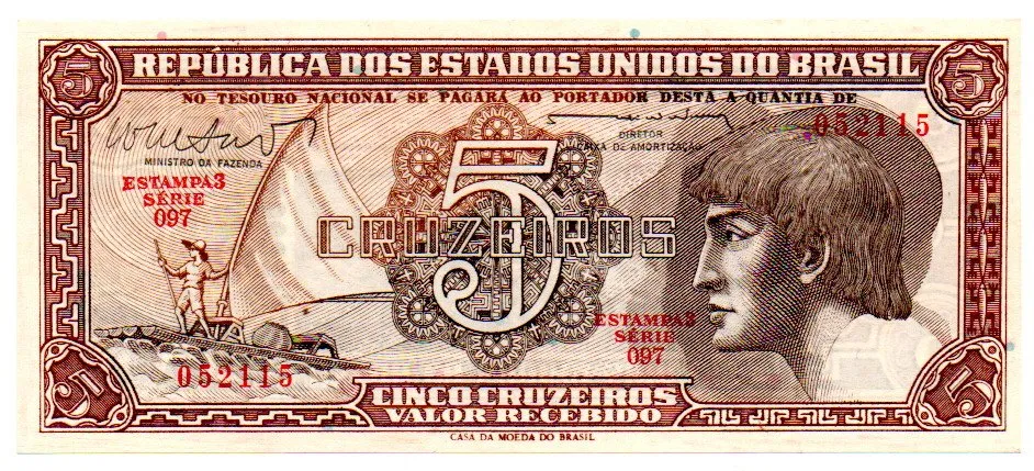 C112 - 5 Cruzeiros - Série 097 - Índio - Data: 1962 - Fe