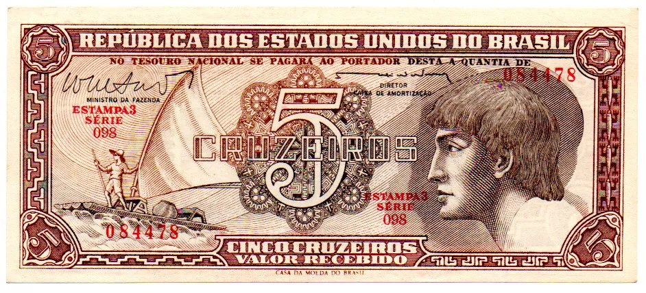 C112 - 5 Cruzeiros - Série 098 - Índio - Data: 1962 - Fe