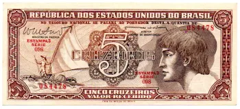 C112 - 5 Cruzeiros - Série 098 - Índio - Data: 1962 - Fe