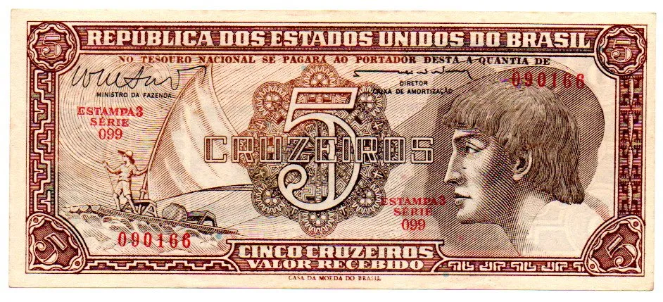C112 - 5 Cruzeiros - Série 099 - Índio - Data: 1962 - Sob/Fe Imagem