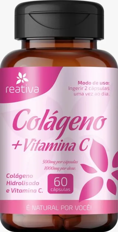 Colágeno Hidrolisado com Vitamina C 60 Cápsulas - Reativa