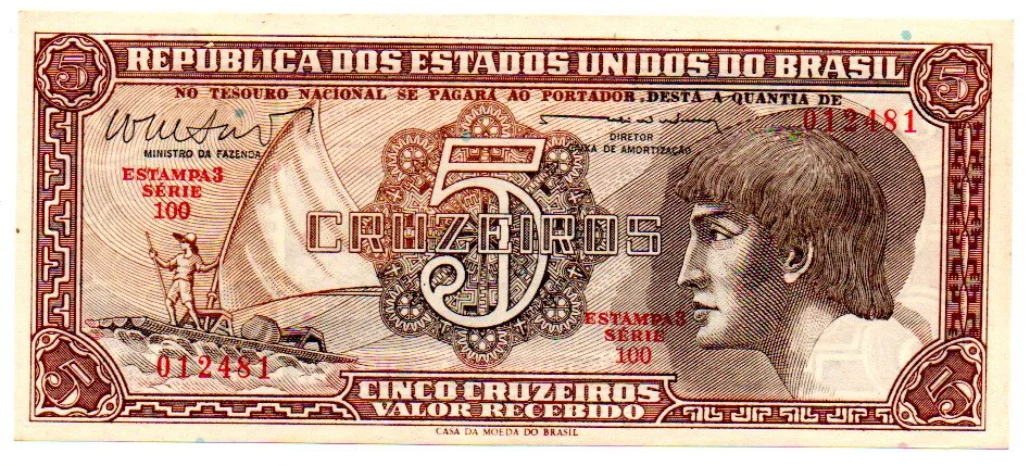C112 - 5 Cruzeiros - Série 100 - Índio - Data: 1962 - Sob/Fe