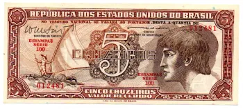 C112 - 5 Cruzeiros - Série 100 - Índio - Data: 1962 - Sob/Fe