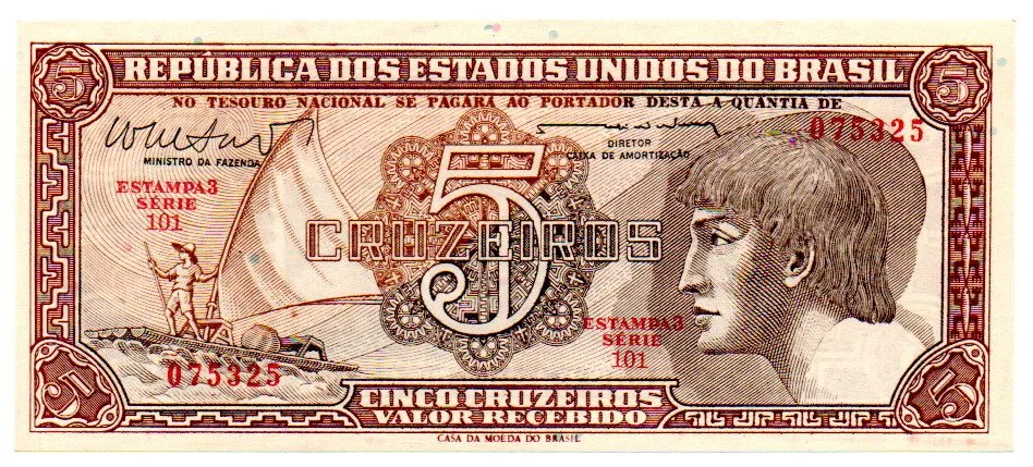 C112 - 5 Cruzeiros - Série 101 - Índio - Data: 1962 - Sob/Fe Imagem