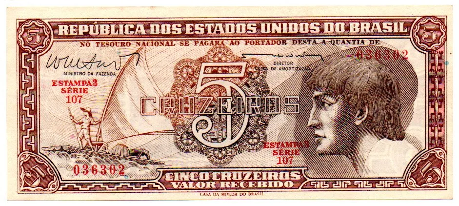 C112 - 5 Cruzeiros - Série 107 - Índio - Data: 1962 - Sob/Fe