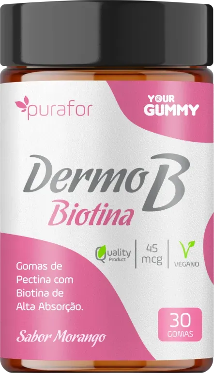 DERMO B Biotina Gummy 30 Gomas Sabor Morango - Reativa