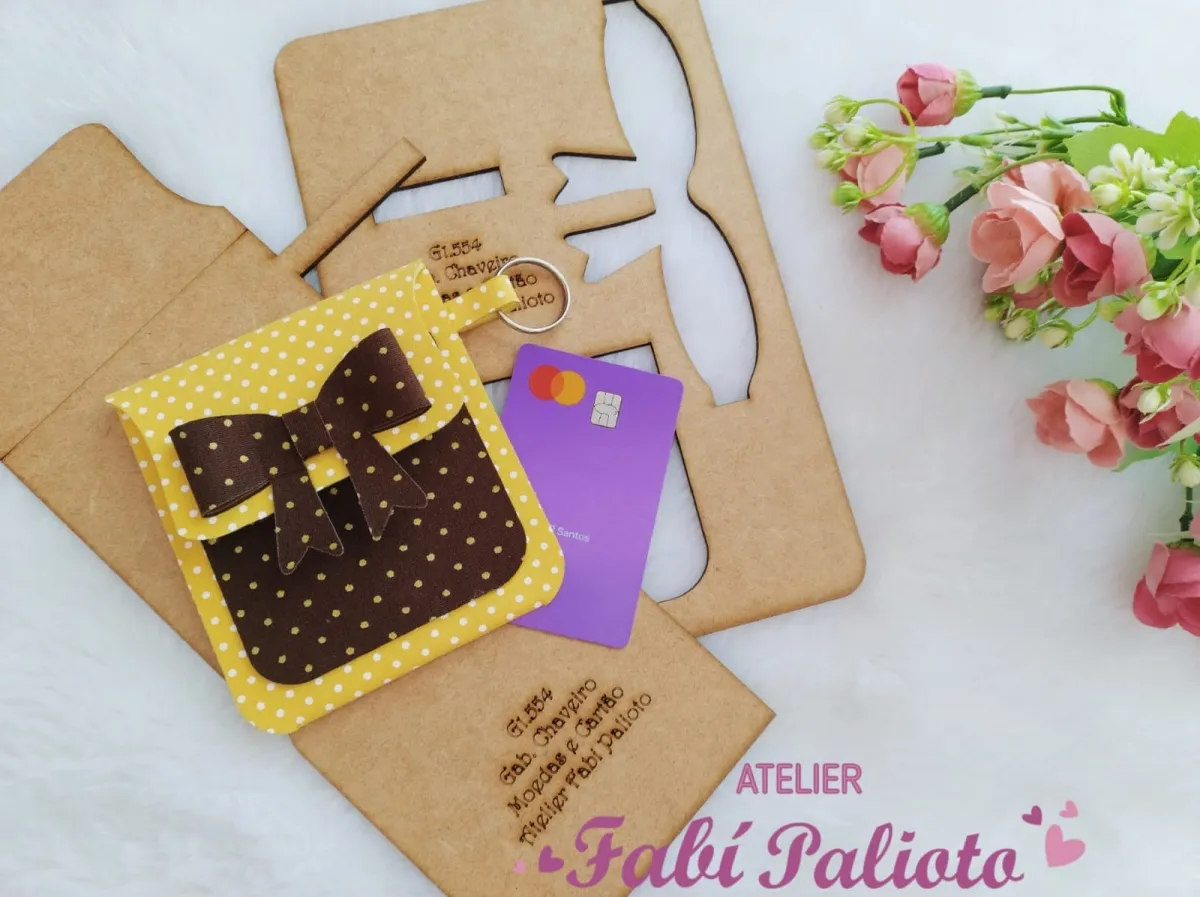 G1.554  Gabarito de Moldes  em MDF  Chaveiro Moedas e Cartão