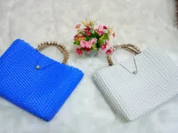 Bolsa em fio fibra sintética, confecção artesanal e Super reforçada, lançamento moda primavera verão praia e piscina, ideal para todas ocasiões! - Foto 11