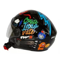 Capacete FW3  X Open Stickers Preto - Foto 3