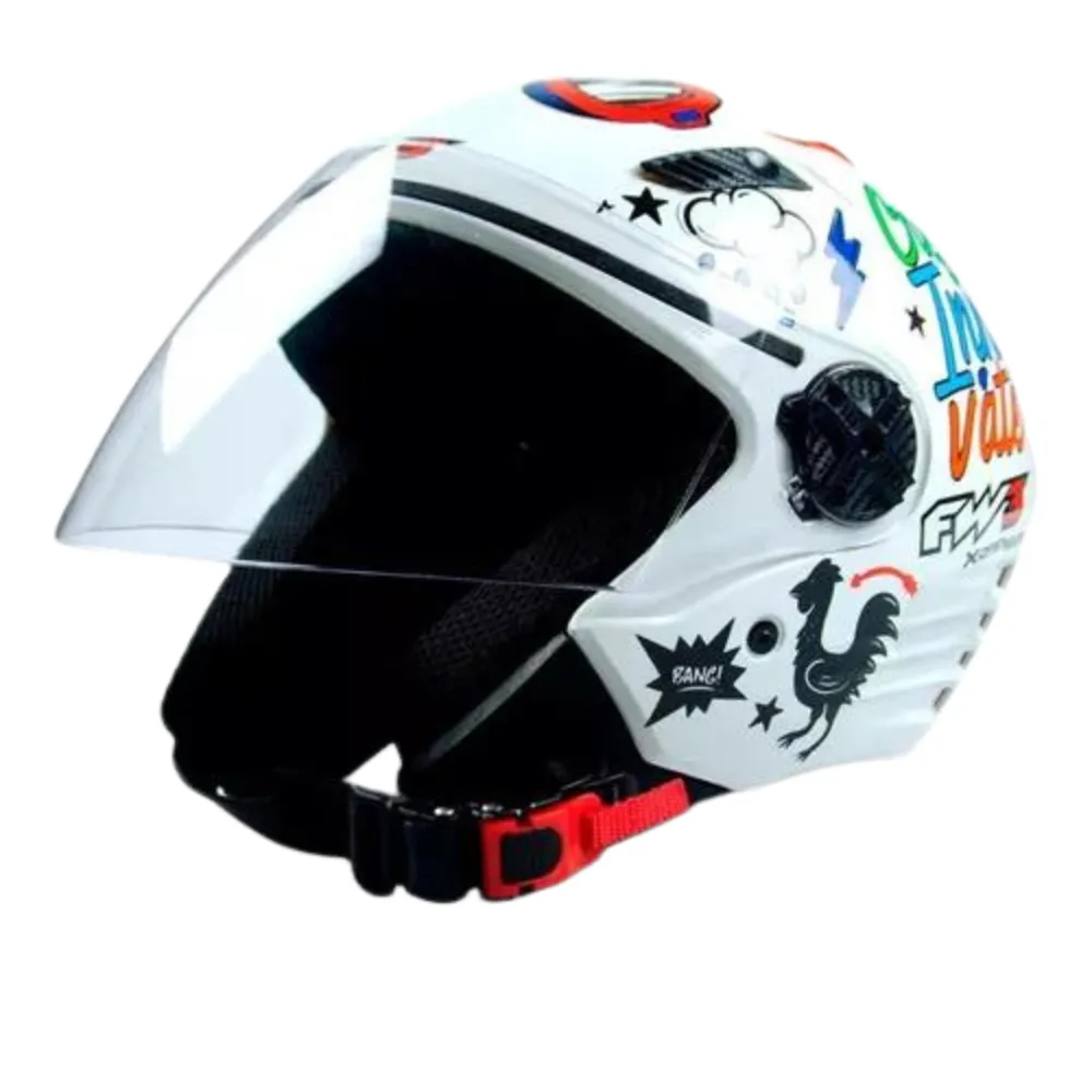 Capacete FW3  X Open Stickers branco Imagem