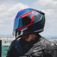 Capacete X 11 Revo Pro Eleven Vermelho Azul - Foto 4