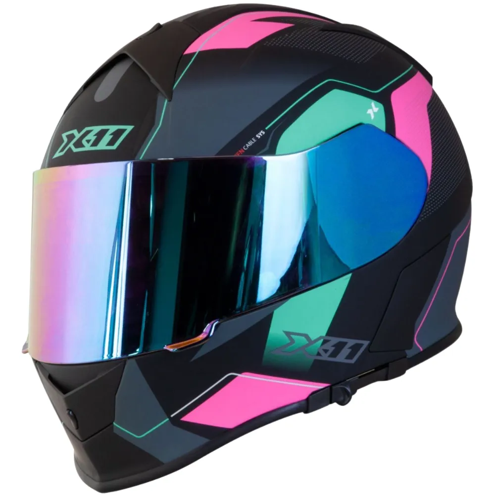 Capacete X 11 Revo Pro Flagger 2 Rosa Acqua