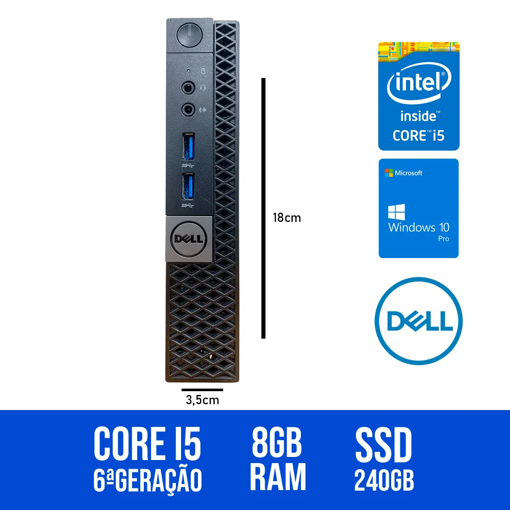 Computador Dell Optiplex 7040M Core i5-6500T 2.50GHz 8GB de RAM SSD de 240GB - Usado