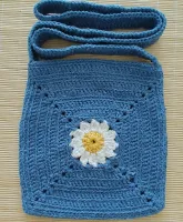 Bolsa de Crochê Alça Transpassada Girassol/Margarida Jeans (P) 020 - Foto 2
