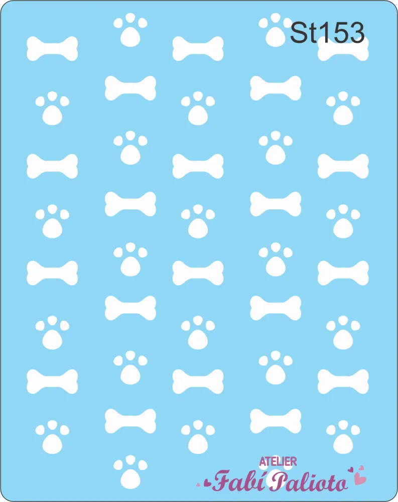 ST153 Stencil Ossinhos e patinhas Imagem