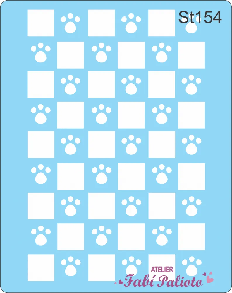 ST154 Stencil Xadrez com patinhas