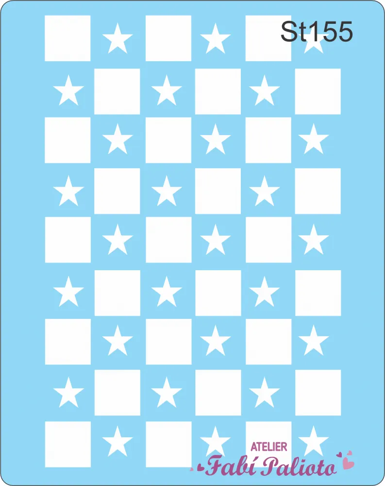 ST155 Stencil Xadrez com estrelas