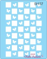ST157 Stencil Xadrez com borboletas