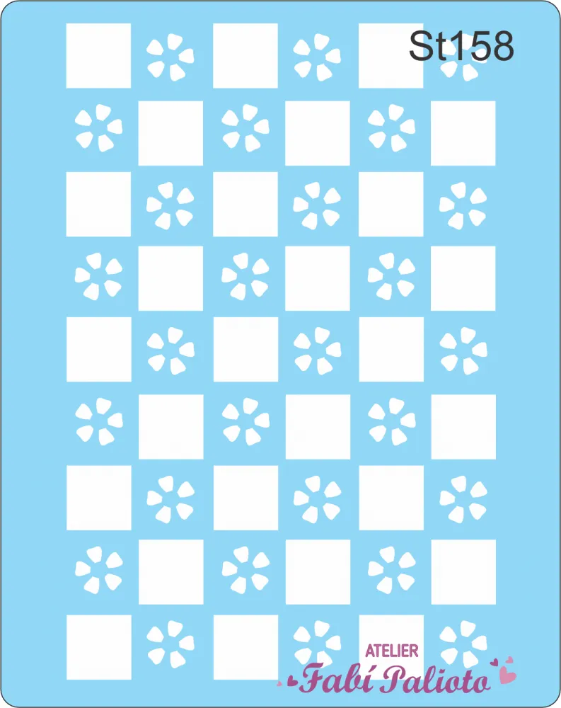 ST158 Stencil Xadrez Floral 2