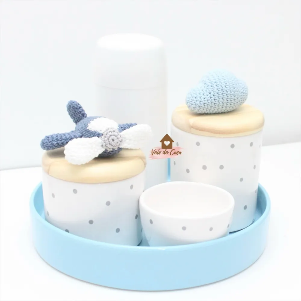 Kit Higiene Poá - 5 peças - Avião + Nuvem Imagem