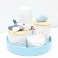 Kit Higiene Poá - 5 peças - Avião + Nuvem