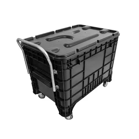 Carrinho Coletor Gruplast  Para Condominio Preta  Com Puxador Frontal Sem Tampa Imagem