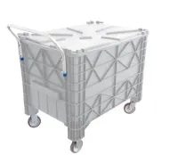 Carrinho Coletor  Para Condominio 372 Litros Completa  Branca Com Puxador Frontal