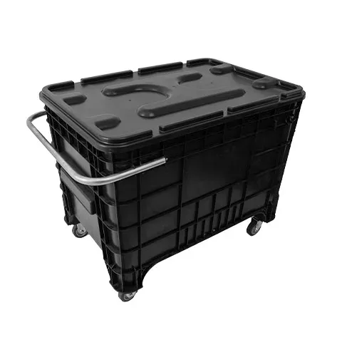 Carrinho Coletor  Para Condominio 372 Litros Com Puxador Lateral Completa Preta Imagem