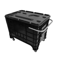 Carrinho Coletor  Para Condominio 372 Litros Com Puxador Lateral Completa Preta - Foto 2