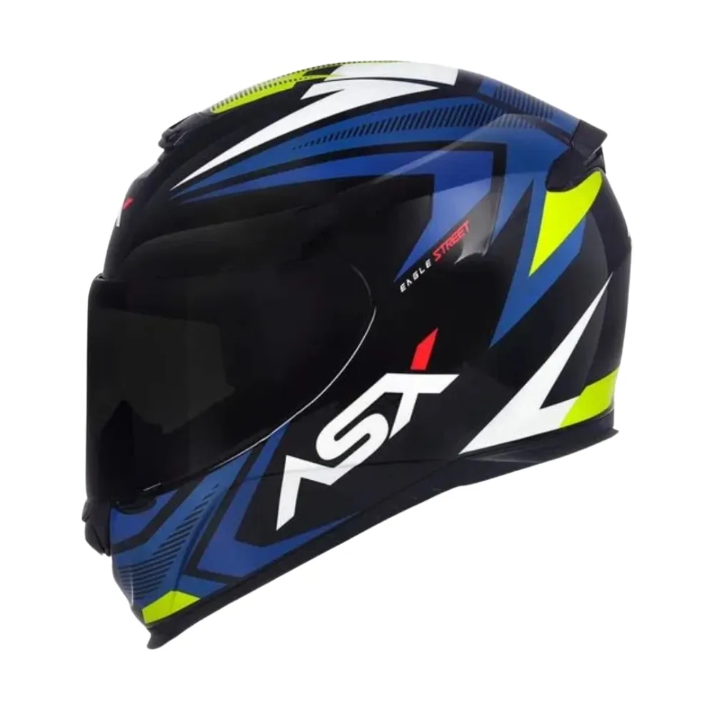 Capacete ASX Eagle Street Preto Branco Azul Imagem