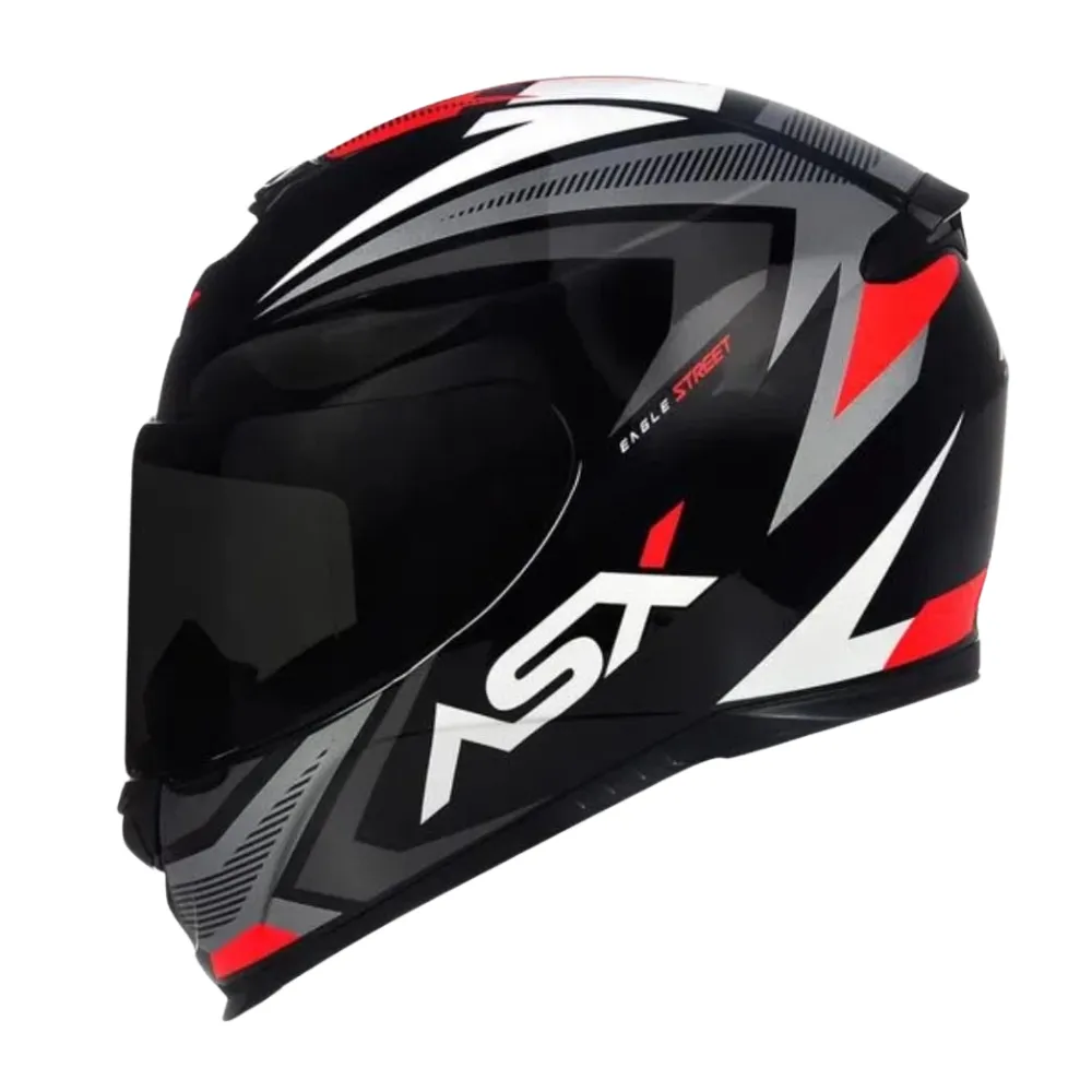 Capacete ASX Eagle Street Preto Grafite Branco Imagem