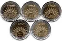 Moedas Argentina Comemorativa Bicentenário - Lote com 5 Moedas - Foto 2