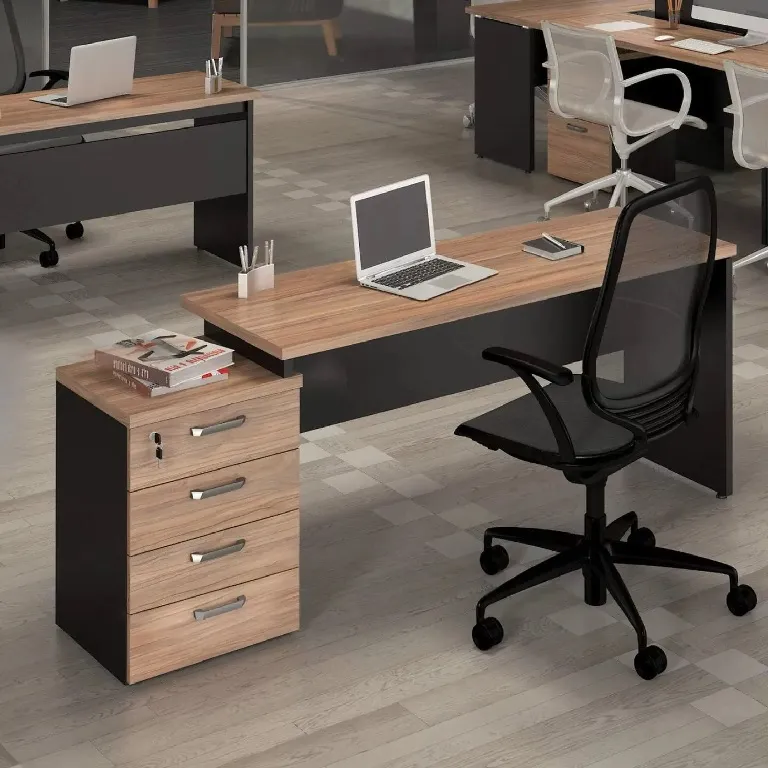 Mesa 1350 Reta Dinâmica e Extensivel Tampo 30mm com Gaveteiro 4 Gavetas Yaris 