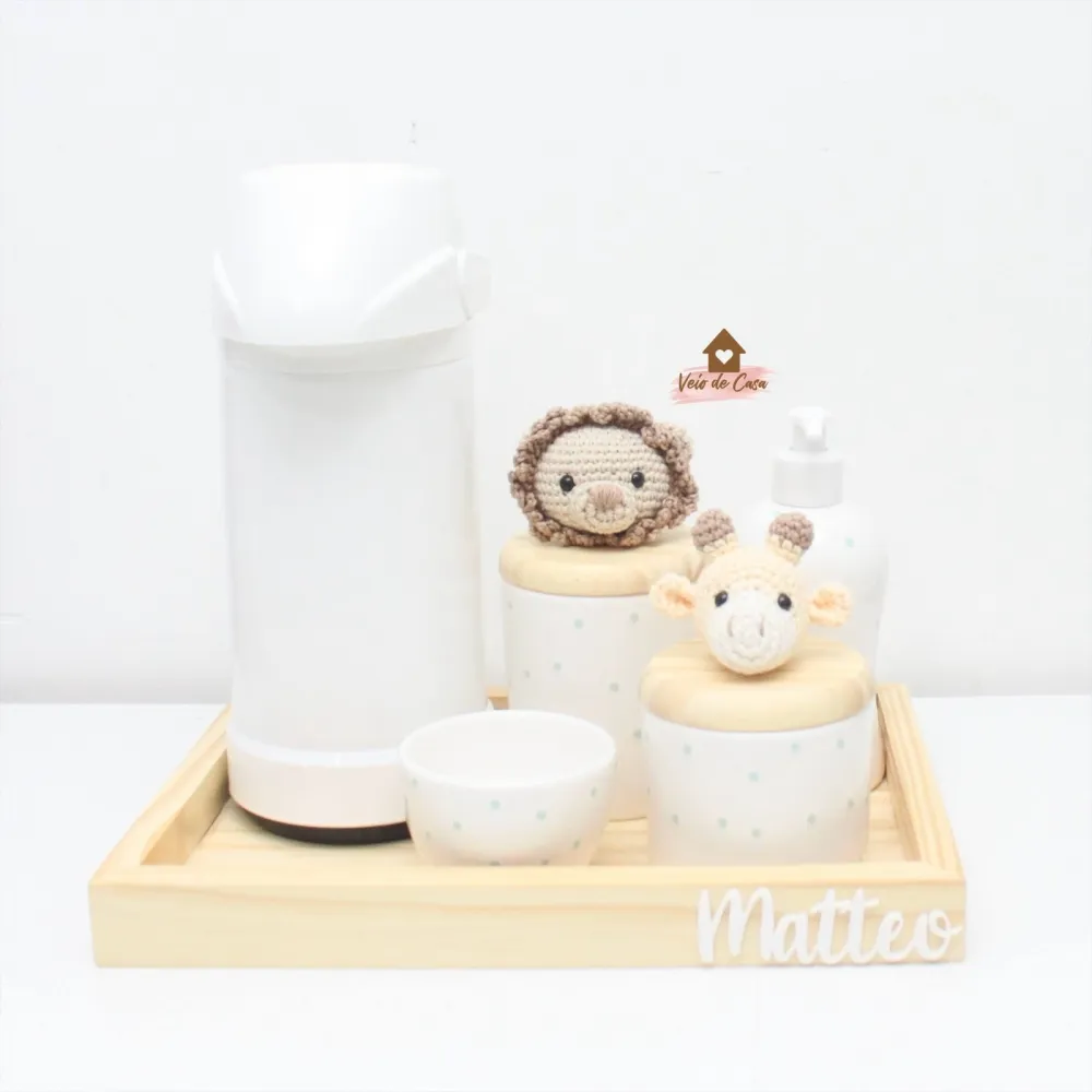 Kit Higiene - 6 peças - Poá - Safari - Girafa + Leão Imagem