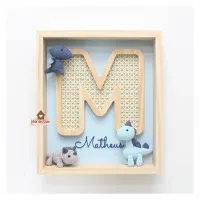 Dinossauros - Inicial - Quadro Retangular - Porta Maternidade